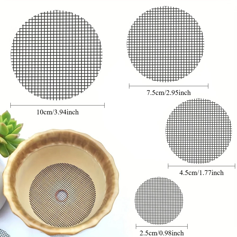 50 قطعة من شاشات تصريف شبكية مستديرة لأواني الزهور، تمنع فقدان التربة، مثالية لبستنة بونساي، والحشية، وشاشات تصريف النباتات