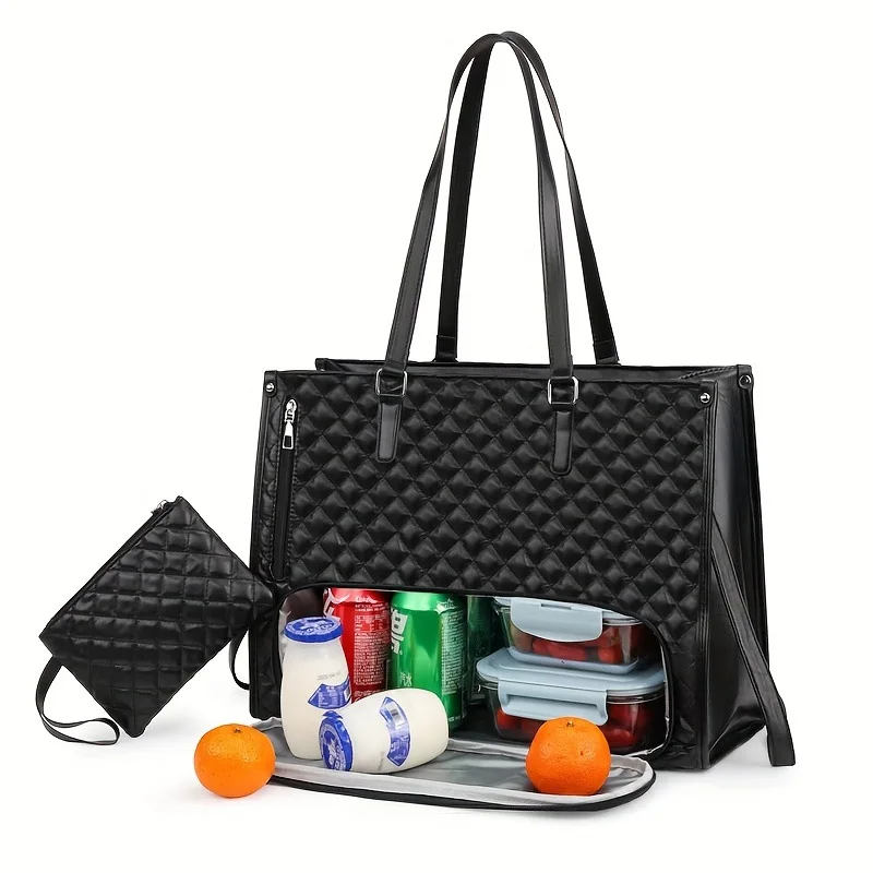 Large capacity with computer compartment 2 in 1 meal bag multi-functional combination bag insulation box diagonal handbag