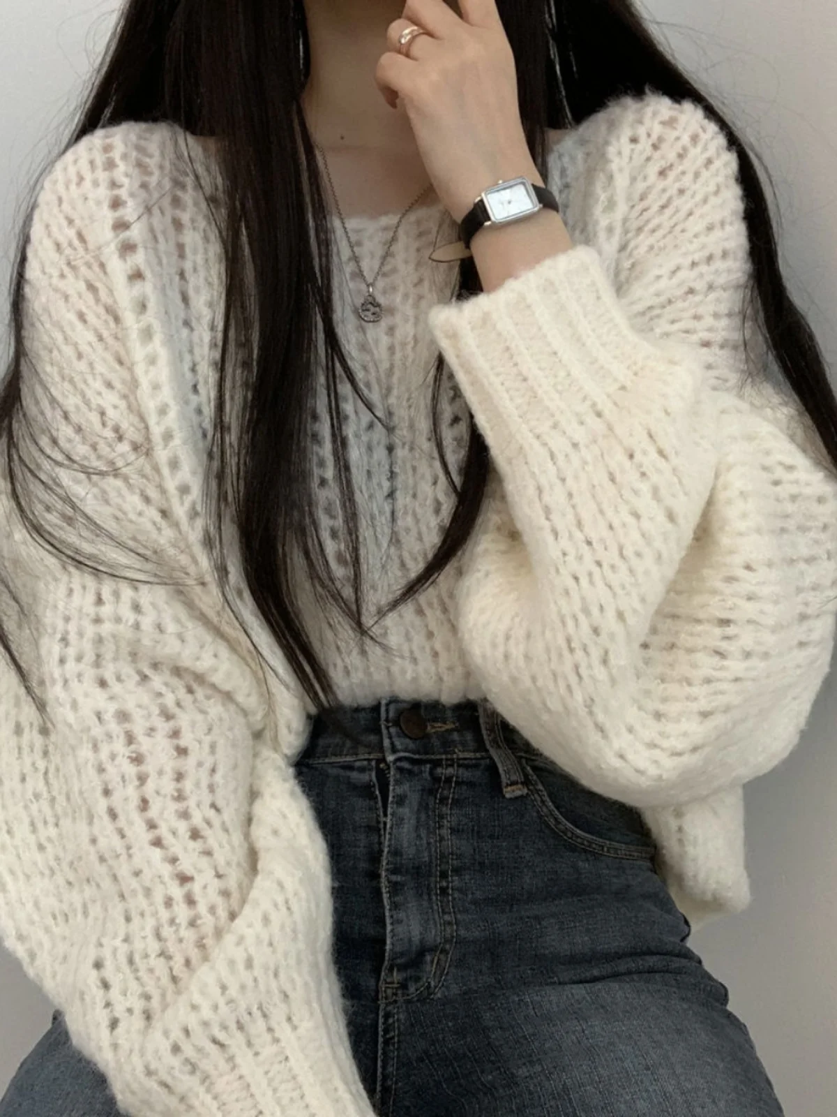 Primavera Autunno Lanterna lavorata a maglia Sve T-shirt Strato base da donna irt Capispalla rotondo Ne Long Sve Thiened Emissione di calore