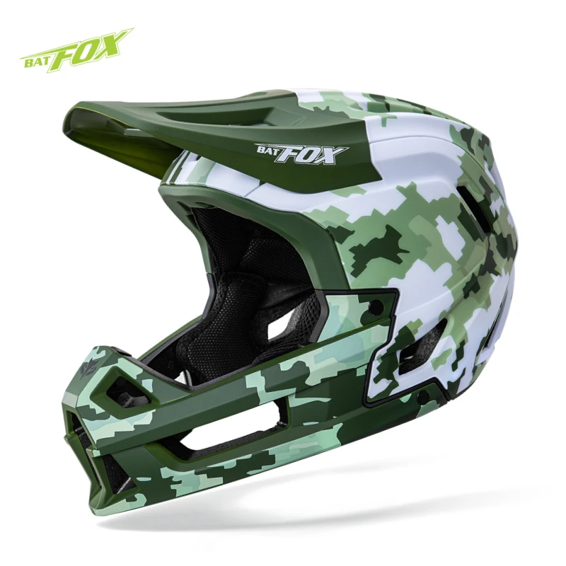 BATFOX MTB Full Face Bike Helmet Adult Youth Off-road Downhill Anti-collision AM DH Cycling Gear Racing Mountain Bicycle Helmets