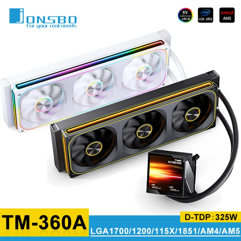 Jonsbo TM-360A ARGB 水冷ラジエーター 3.95 インチスクリーン磁気アルミニウムシェルコールドヘッド ZA-360 ケースファン AIO 液体クーラー