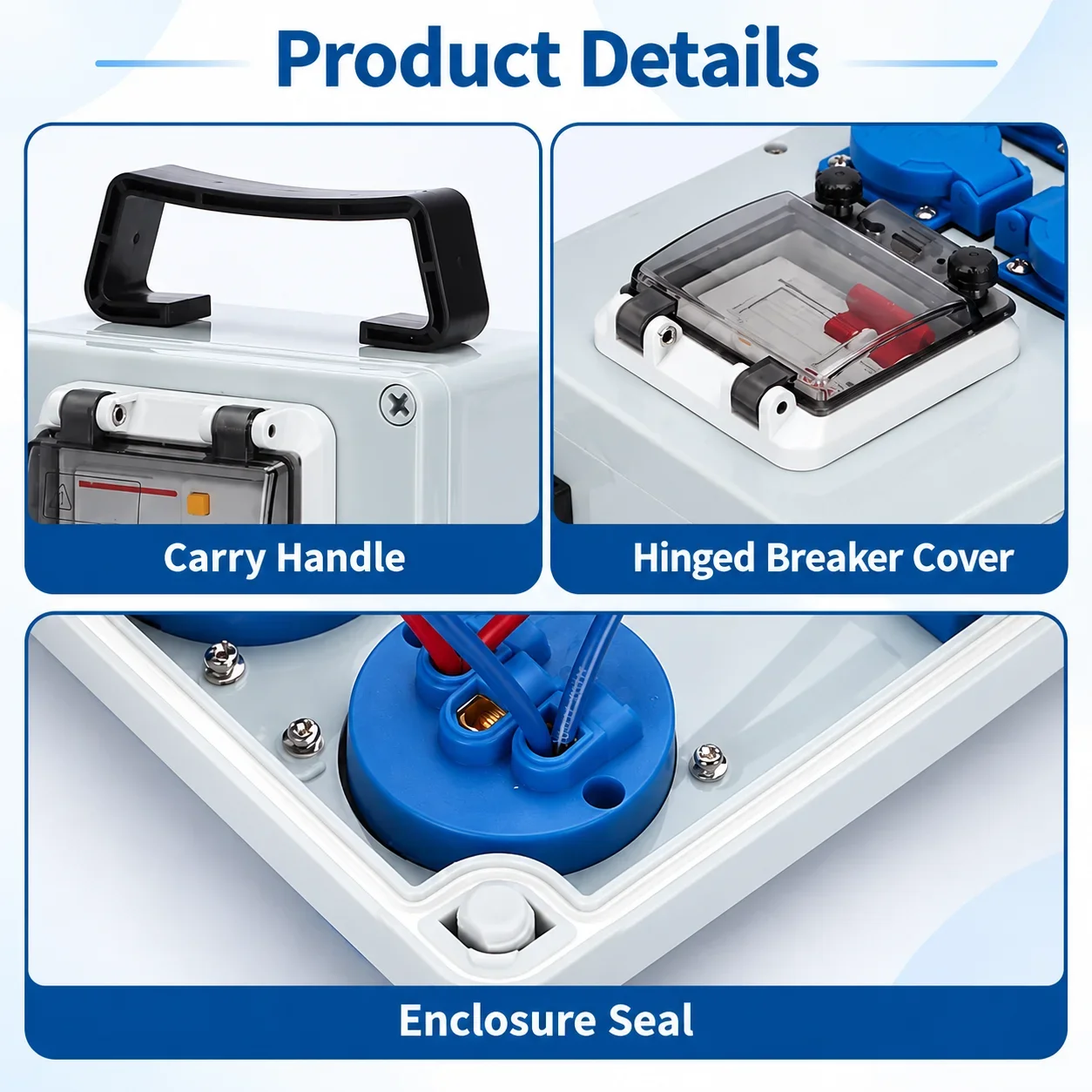 Portable Waterproof Industrial Socket Box 220V with Level 2 & 3 Leakage Protection for Outdoor Strong Electricity Maintenance