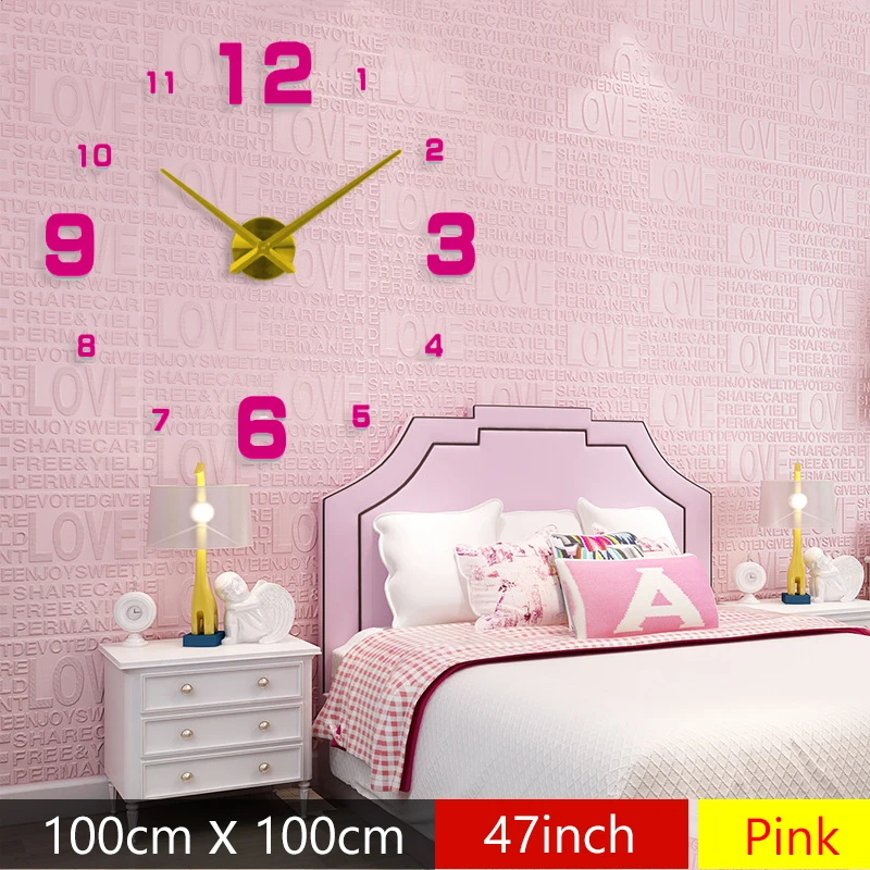 Fashion 3D Red big size wall clock mirror sticker DIY wall clocks home decoration large wall clock
