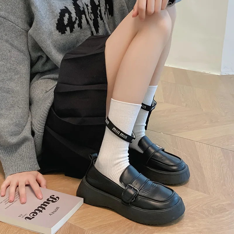 

Trendy White/Black Letter Webbing Socks Women's Medium Tube Socks Cotton Niche Design Sense Fashionable Versatile Stockings