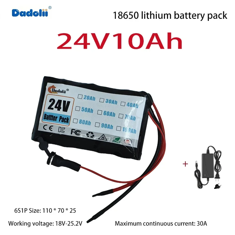 حزمة بطارية ليثيوم 24V10Ah 6S1P، خلايا بطارية جديدة مع 1200 رسوم وعمر ممتد #5