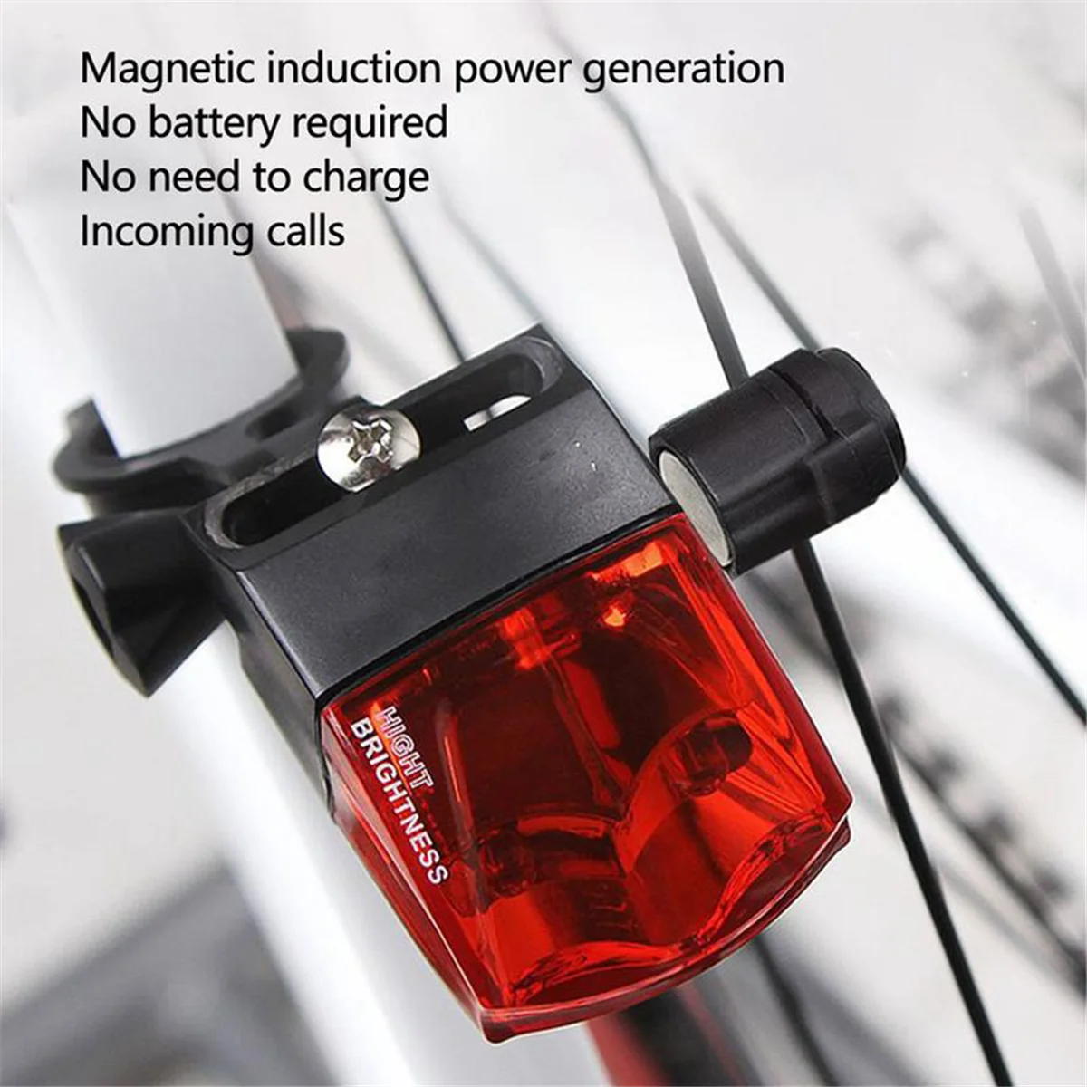 Bicycle Light Induction Tail Light Bike Warning Lamp Magnetic Power Generate Taillight Self Powered Magnetic Warn Light