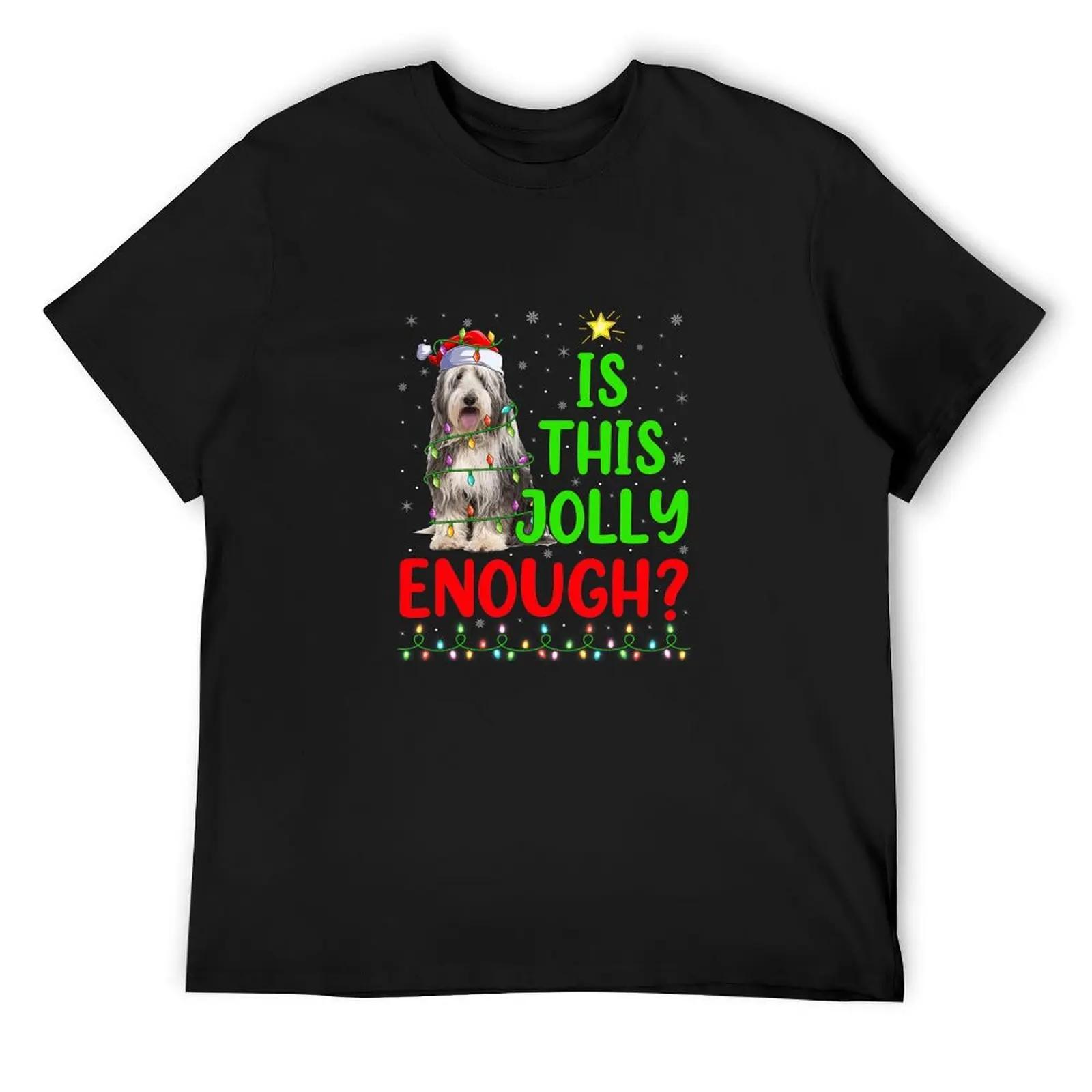 Xmas Tree Is This Jolly Enough Bearded Collie Christmas T-Shirt summer tops sports fans mens plain t shirts