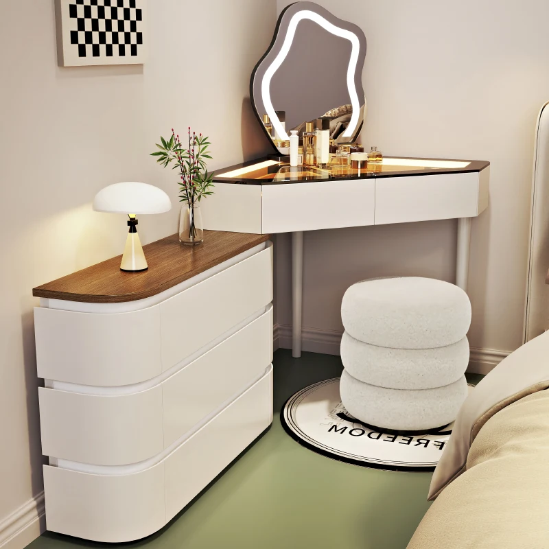 Woman Organizer White Vanity Tables Mirror Chair Drawers Nordic Modern Dressers Make Up Tocador Con Espejo Bedroom Furniture