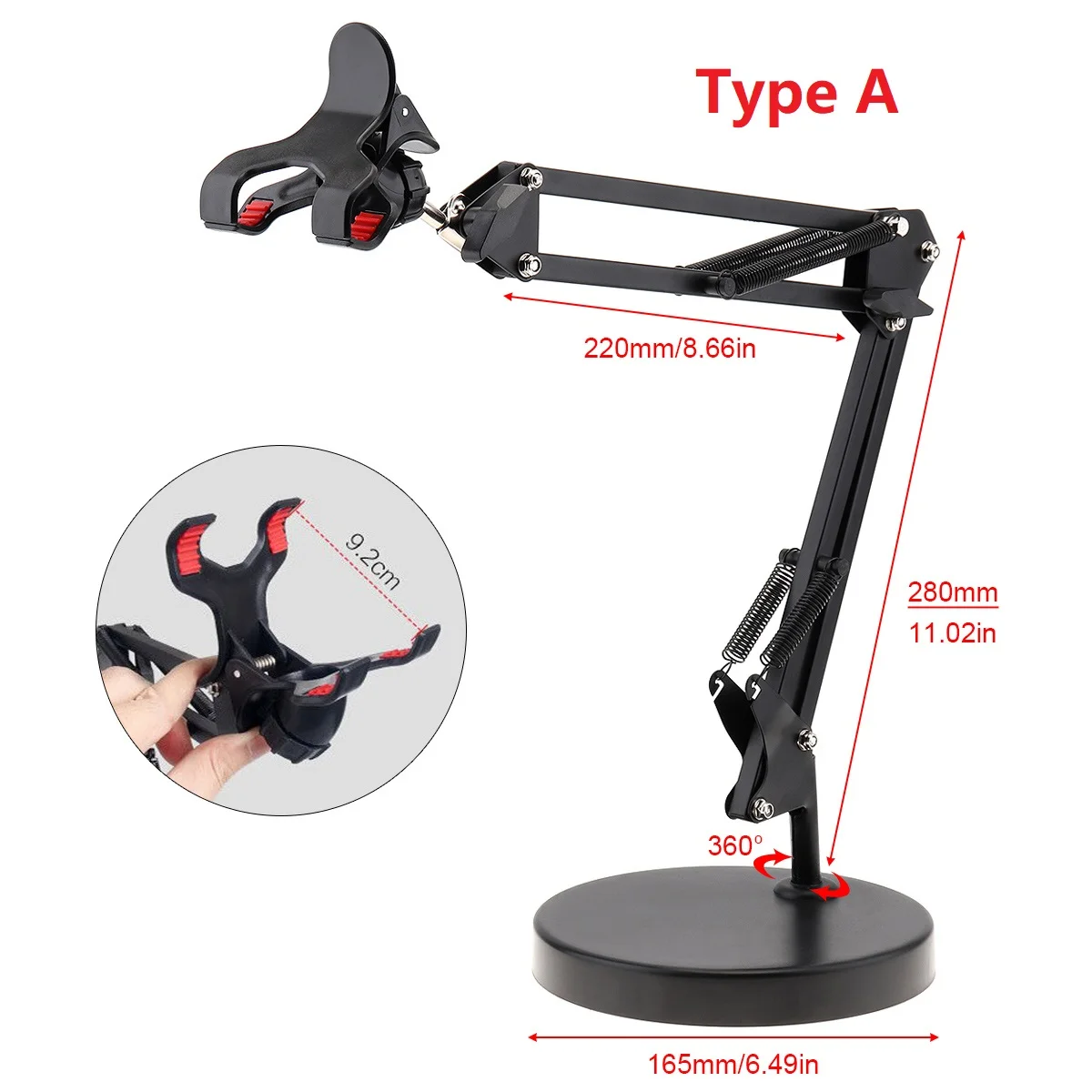 Extendable Cell Phone Holder with Suspension Boom Scissor Long Arm Mount Stand for Live Broadcast Studio Chatting