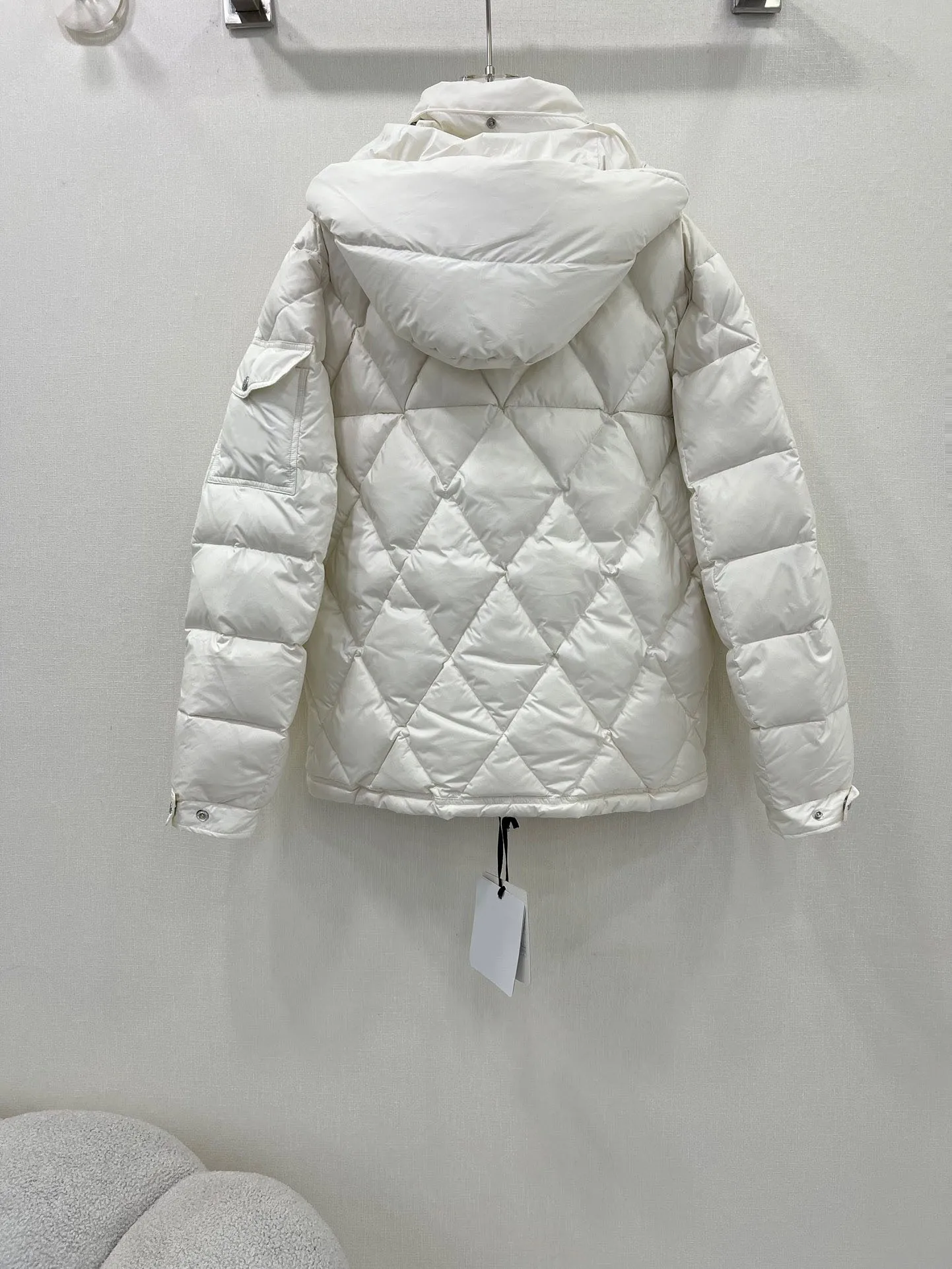 2024 Winter Fashion New Women's ClothingDiamond Embossed with Zipper Contrast Color Braid White Goose Down Down Jacket 1010