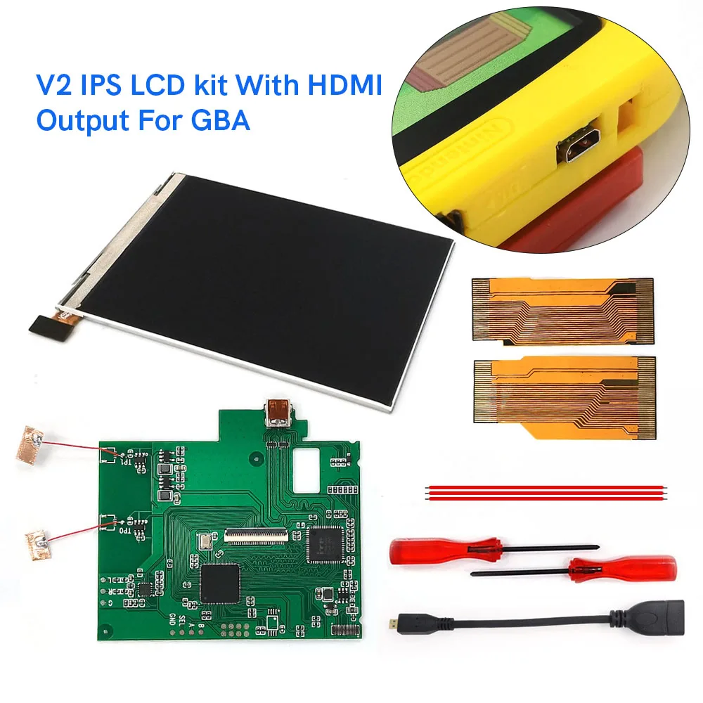 

GBA IPS V2 Retro Pixel LCD Kits With HDMI-Compatible Output 10 Levels High Brightness With Pre-cut Shell For Gameboy Advance