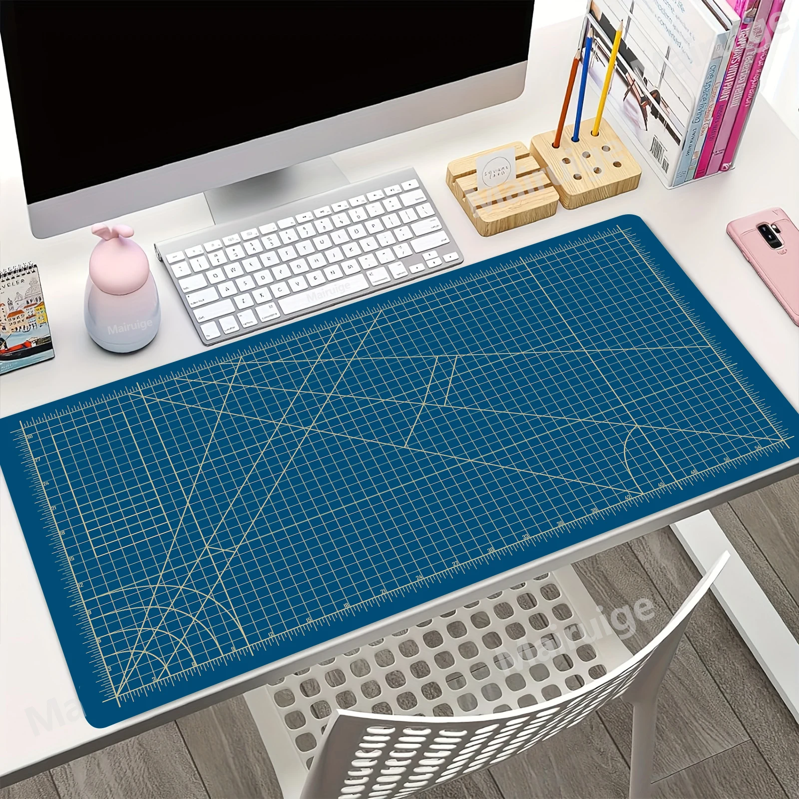 Cutting-Mat-white-on-black Mouse Pad Office Gaming Laptop Deskmat Gamer Keyboard Mouse Mat 24