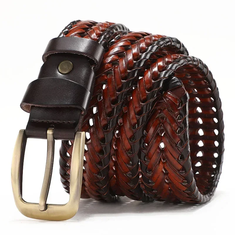 

New Braided Belt for Men's Woven Belt Luxury Genuine Leather Cow Straps Hand Knitted Designer Men for Jeans Girdle Male Belts