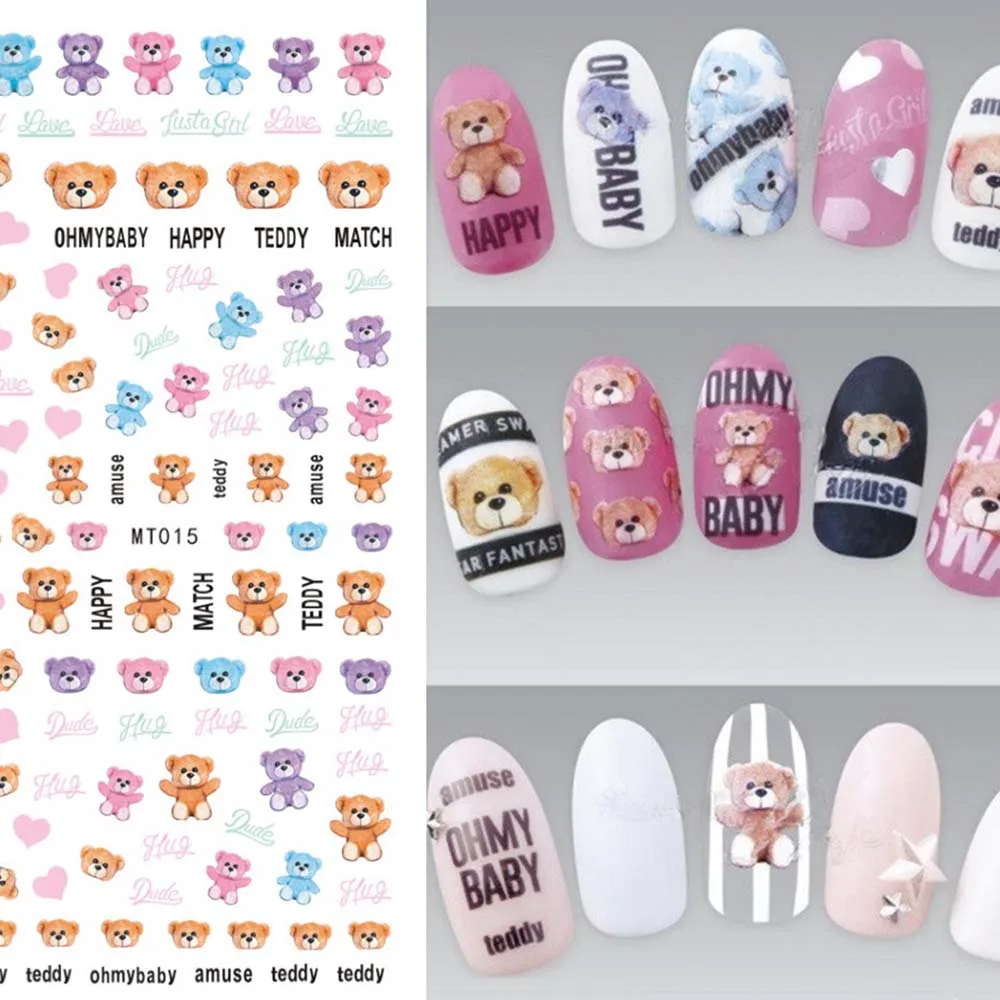 manicure tool Decals Nail Foils Art decorations sticker Cute bear decorations sticker Exquisite design 3D Nail Art Stickers