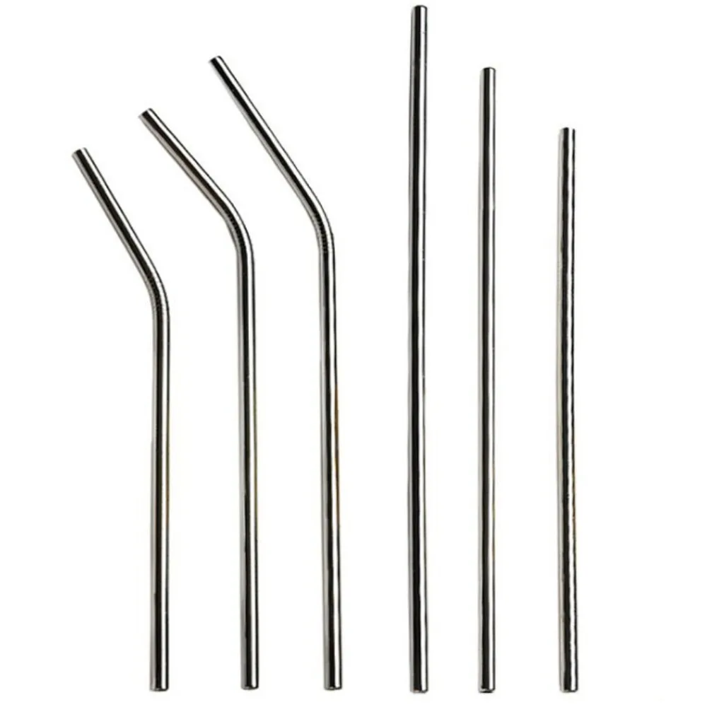 Not Easily Deformed Bends Stainless Steel Straws Straight Tubes Diameter 6mm Metal Straw Cold Drink Tube