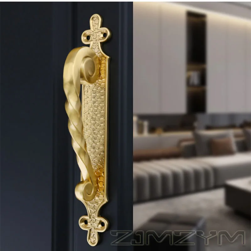 

European Style Retro Brass Door Handles Living Room Bedroom Matte Brushed Gold Classic Pulls Handles for Furniture