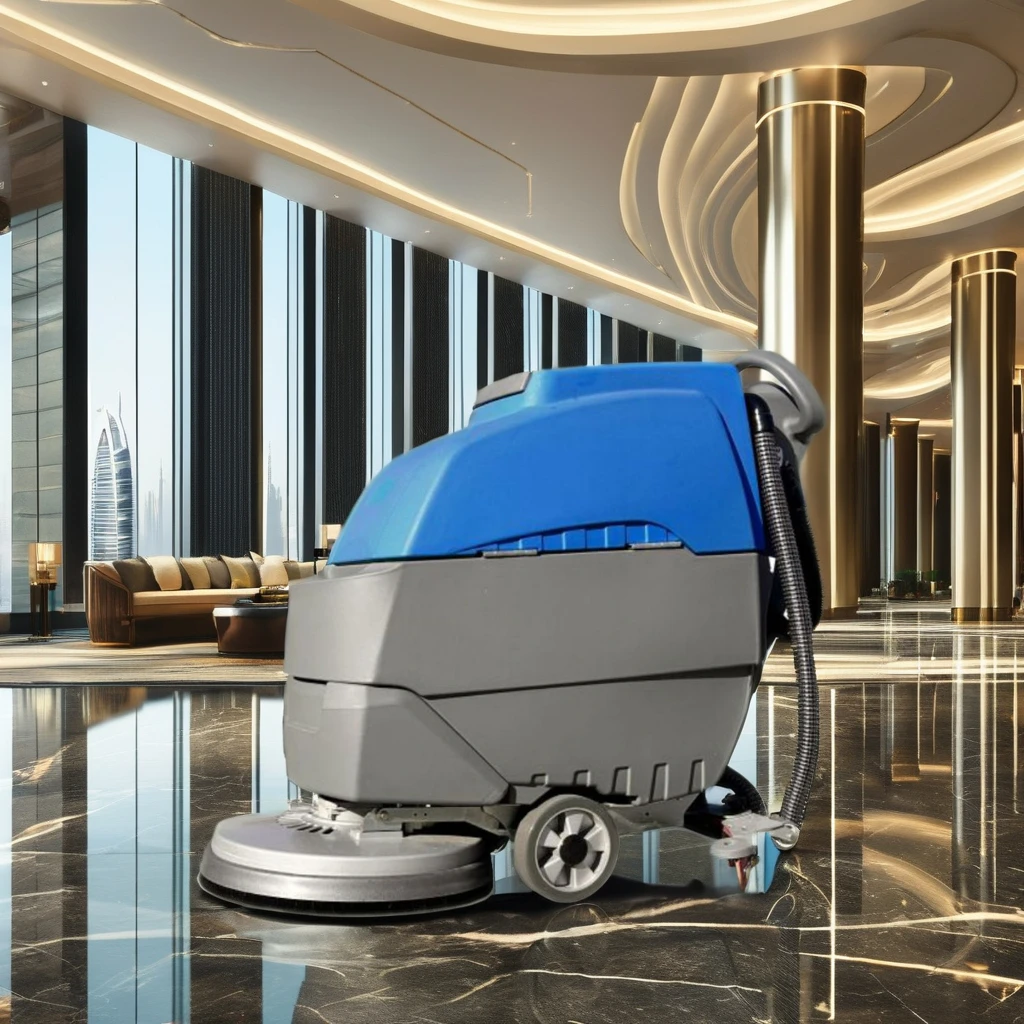 2024 Shop Marble Paving Floor Cleaning Machine Electric Warehouse Walkbehind Floor Scrubber