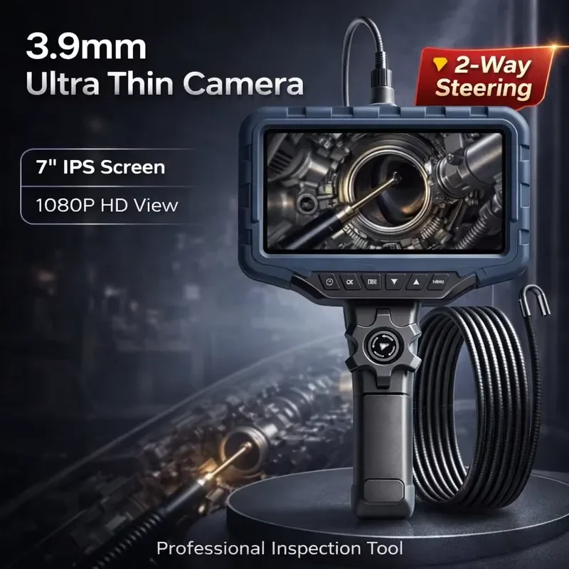 2026 hot sale New 7 Inch Big Screen Steering Endoscope Single Dual Lens 3.9 6.2mm 2 Way 210 Degree for Engine Sewer