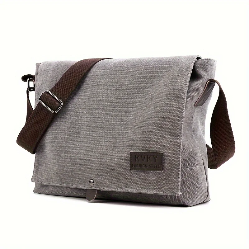 

Brown Canvas Messenger Bag - Lightweight, Durable, Adjustable Strap. Perfect for commute, travel & daily use.