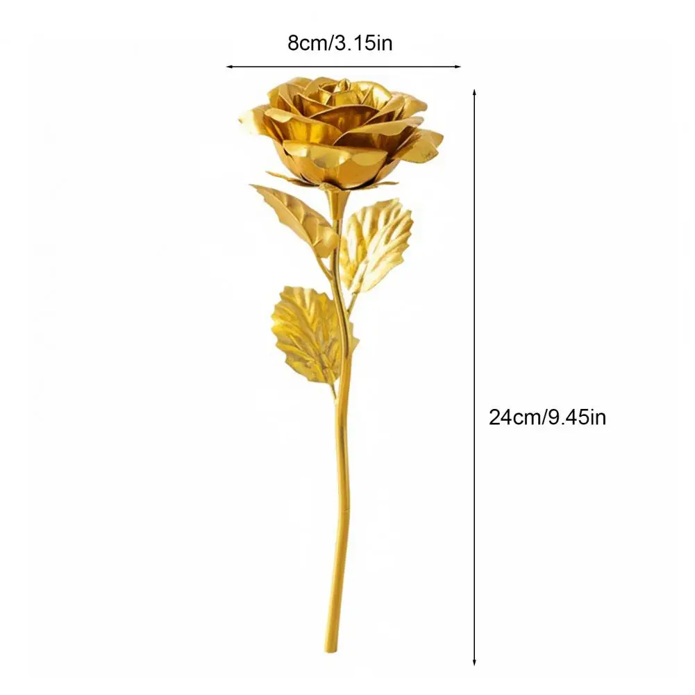 24cm Gold Foil Artificial Rose For Tabletop Decoration Foil Plated Small Eternal Rose Gift For Wedding Valentine's Day Party