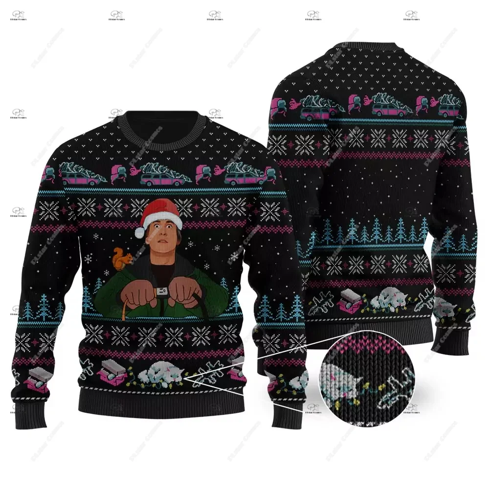 Christmas Santa Claus Pet Cat Knitted Ugly Sweater Graffiti Retro Vintage 3DPrint Pullover Harajuku Casual Funny Long Sleeves X7