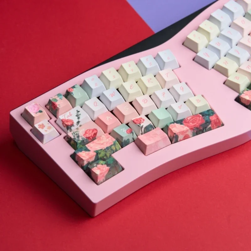 

Rose Court Keycap Set Cherry Profile PBT Dye Sublimation Fit 60%-108% Peripheral Keycaps for Mechanical Keyboard Accessories