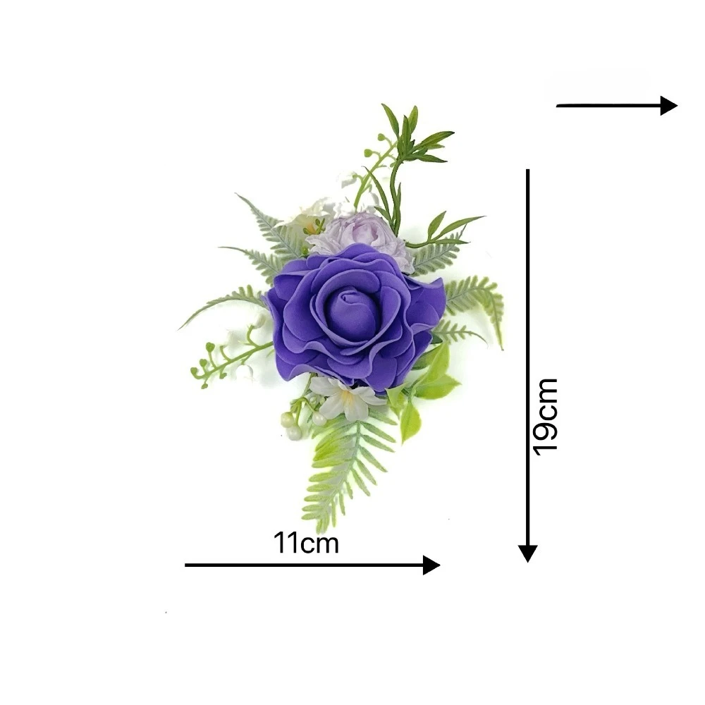 Purple Artificial Flowers Silk Rose Flower Bouquets Men Groom Boutonniere Wedding Party Decorations