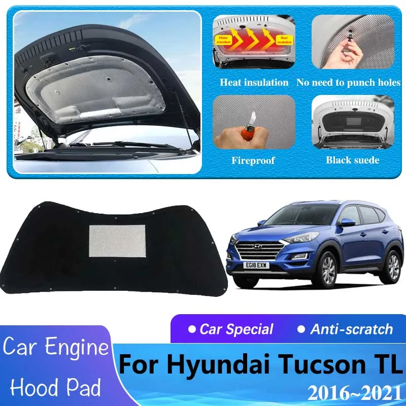 

Car Engine Hood Sound Pads for Hyundai Tucson TL MK3 2016 2017 2018~2021 Heat Insulation Cotton Mat Soundproof Cover Accessories