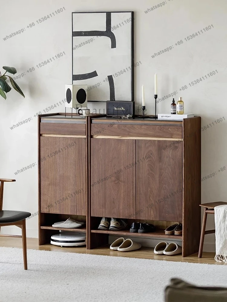 

North American black walnut shoe cabinet door entrance entrance entrance cabinet all solid wood rock slab countertop locker