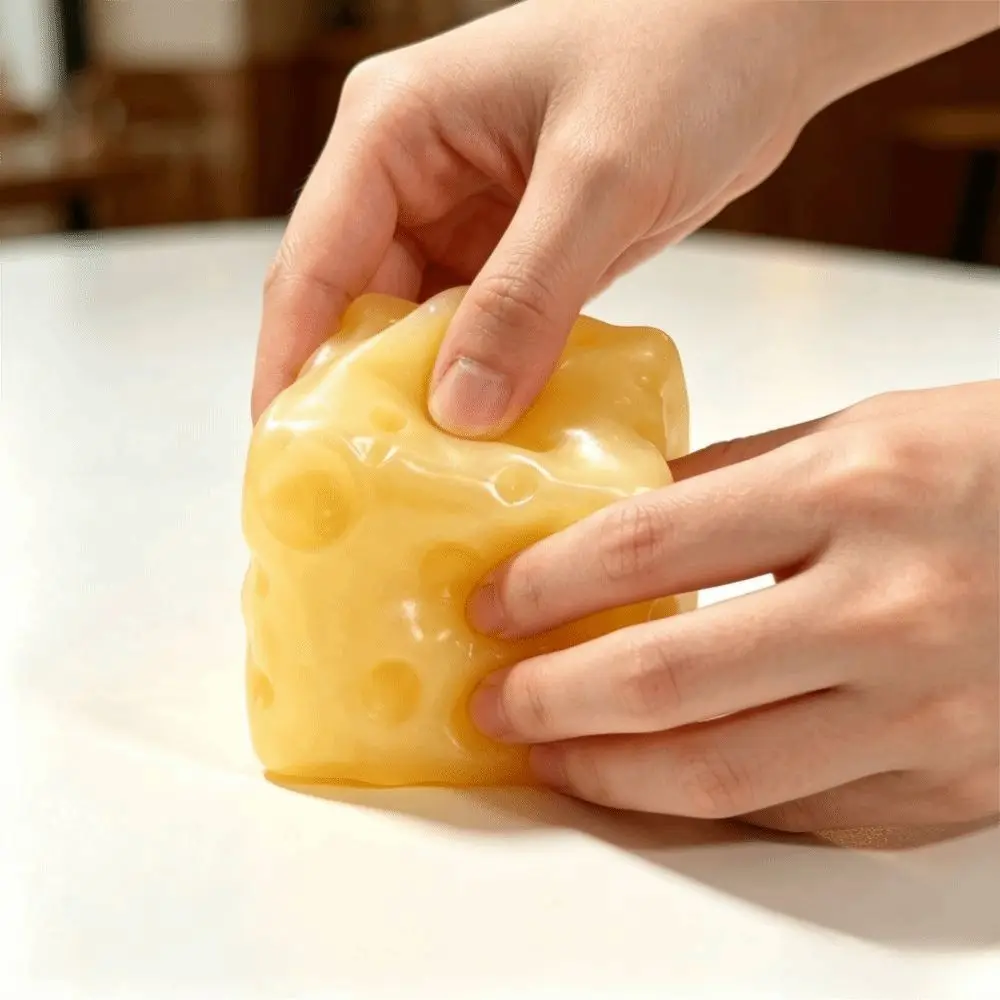 Pearlescent Cheese Cheese Squishy Toy Soft Squeeze Slow Rising Cheese Fidget Toy Slow Rebound Super Stretch Slow Rebound Toy