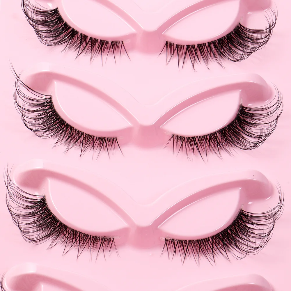 5 paia Fluffy Curling Cat Eye Lashes Natural Soft ciglia spesse ciglia finte di visone strumento di trucco per l'estensione delle ciglia riutilizzabili