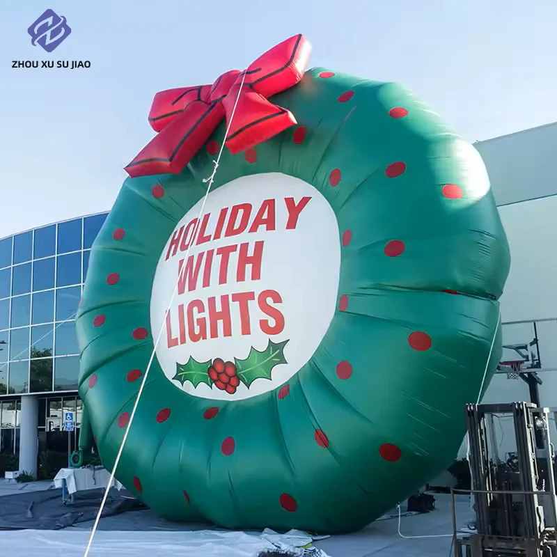 

Гигантский надувной рождественский венок Рождественские круглые украшения Рождественские украшения на открытом воздухе