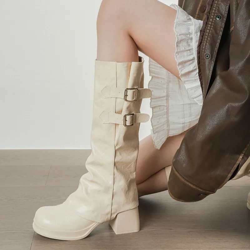 High Quality Women's Shoes 2026 Spring Knight Boots Fashion Pants Boots Luxury Knee-high Boots Detachable Two-piece Botas Mujer