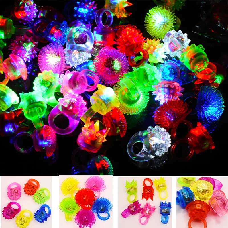 10pcs Glowing Rings LED Light Up Luminous Rings Party Favor Toys Flash Led Lights Glow In The Dark Party Supplies view 4