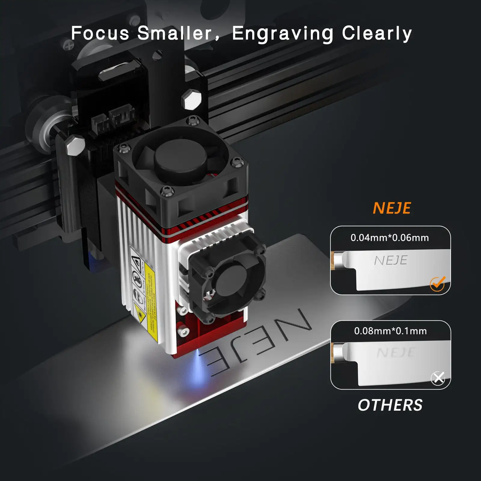 Neje módulo laser 40w-120w a40640 de alta potência com bocal de metal de assistência de ar ttl cabeça laser cnc máquina de corte de gravura diy