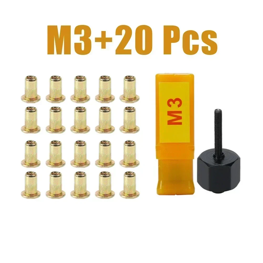 Equipo de remache de mano, cabeza de tuerca, 20 piezas, equipo de negocios de cinturón, Industrial, M3-M12, 21 Uds.