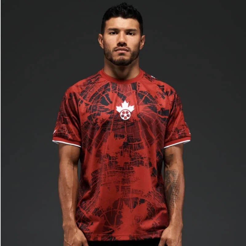 2026New Canadian Soccer Jersey Y2K Distressed Maple Leaf All-over Print Casual Sports Top Unisex Quick-Drying Breathable T-Shirt