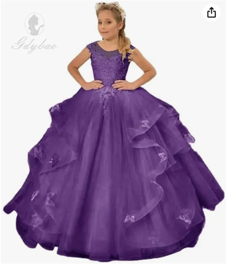 A + vestidos de niña de flores para boda, vestidos escalonados con volantes, vestido de desfile de princesa, vestidos de baile de graduación de tul para niñas, vestidos de primera comunión