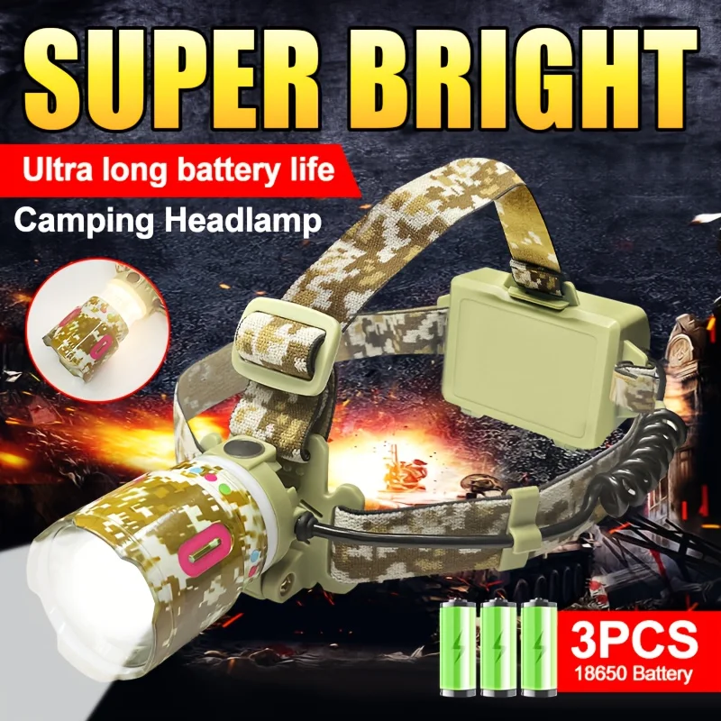 

White Light Laser Strong Headlight Outdoor Zoom Long-Range Camping Atmosphere Light Hunting Night Riding Fishing Led Headlight