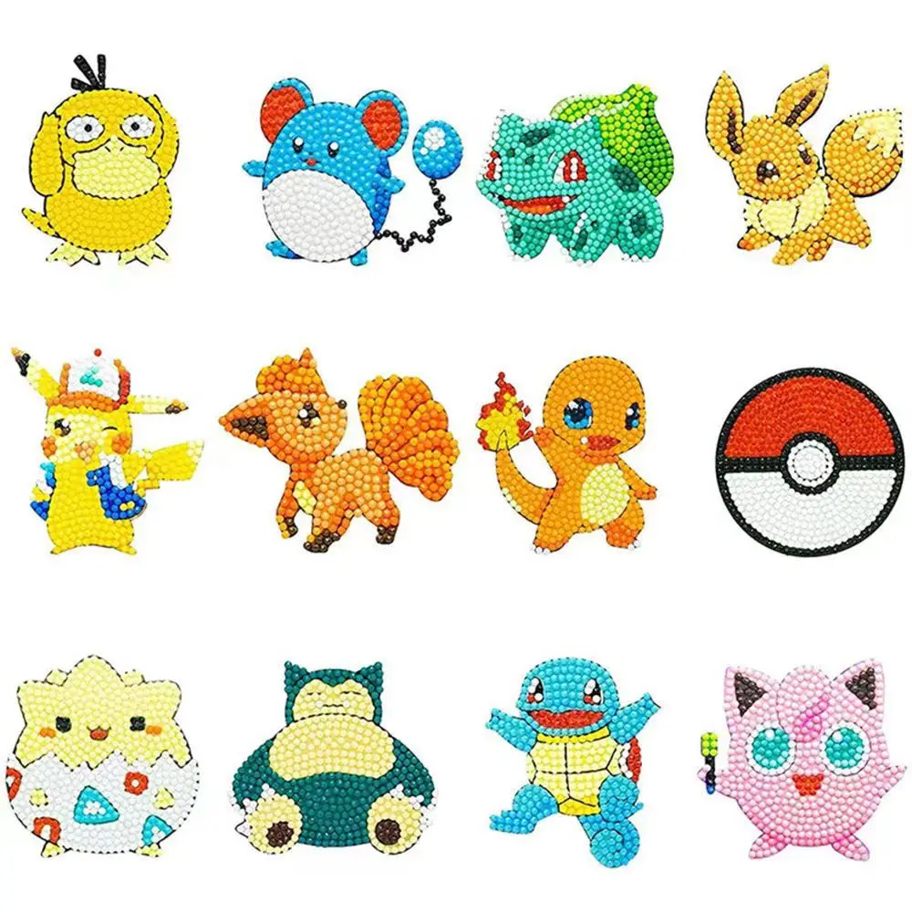 漫画アニメピカチュウダイヤモンドステッカー DIY 子供のクラフト活動ギフト用