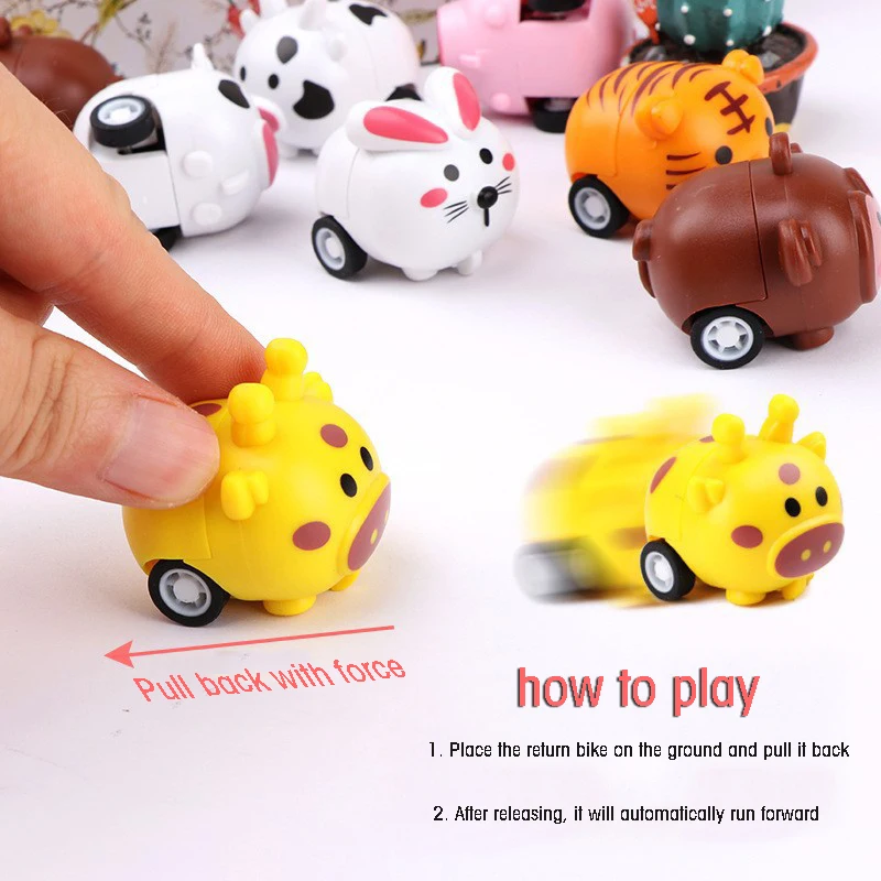 3 pcs Cutecute Cartoon Animals Car Toys Mini Stunt Cars Parent-child Interaction Puzzle Children's toys Boy  Girl Birthday Gifts