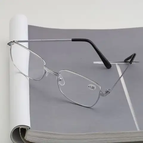 New Metal Frame Square Reading Glasses Anti-fatigue Fashion High Definition Presbyopia Diopter +1.0 +1.5 +2.0 +3.5 +4.0