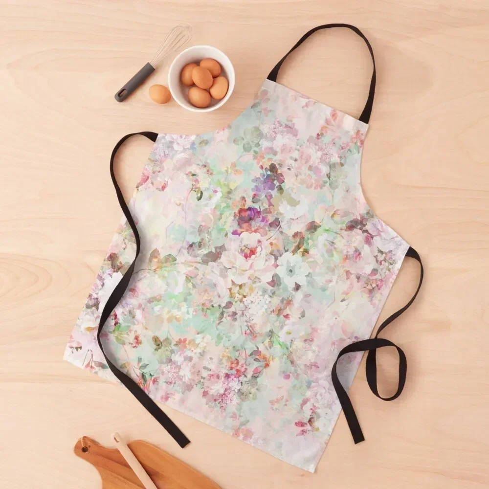 

Pink watercolor vintage flowers pattern Apron Women's chefs kindergarten teacher Kitchen Tools Accessories Apron