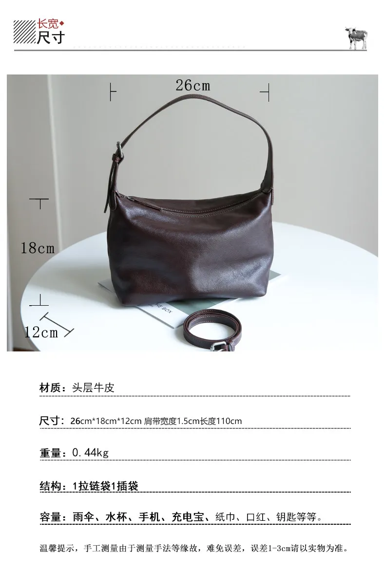 PNDME schlichte, lässige, hochwertige Damen-Umhängetasche aus echtem Leder, modische Outdoor-Reisetasche aus Rindsleder, Damen-Unterarmtasche – Detail 2
