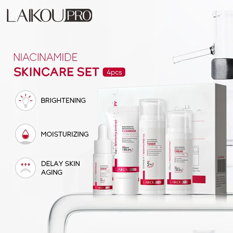 

LAIKOU PRO Niacinamide Skin Care Set Low PH Facial Cleanser Moisturizing Toner Deep Nourishing Face Serum Rejuvenate Cream