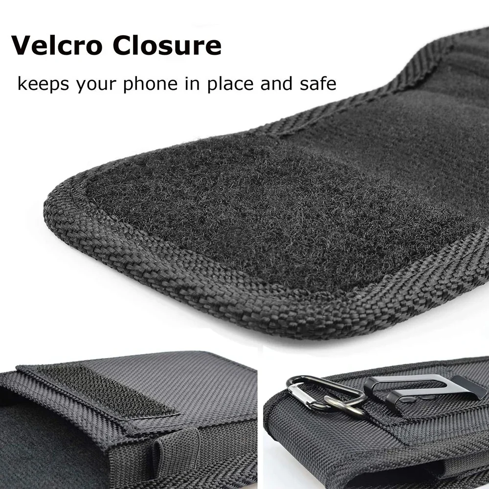 3.5 to 6.8 Inch Phone Nylon Pouch with Belt Clip Holster Case Pen Pocket Card Holder Waist Bag for Smartphone Accessories
