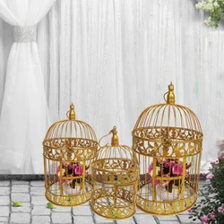 European Gold Iron Decorative Bird Cage Ornaments Decoration Photography Wedding Flower Cage Hanging Props