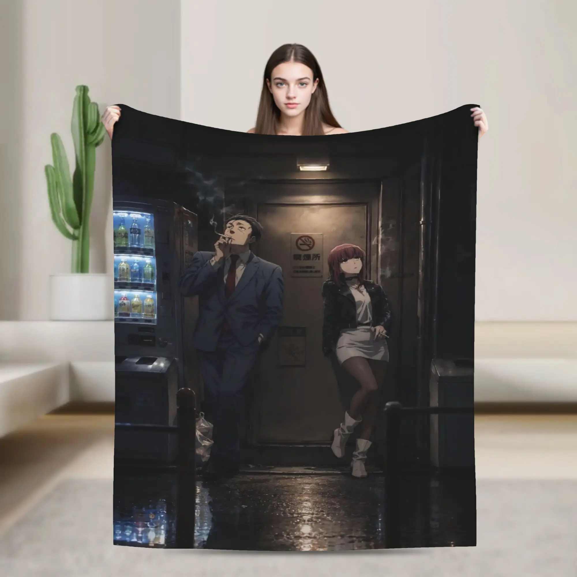 Cozy Smoking Behind the Supermarket with You Blanket Bedding Decorative  Throws And Blankets Lightweight Fleece for Bedroom
