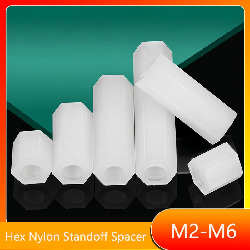 M2 M2.5 M3 M4 M5 M6 White Hex Nylon Standoff Spacer Column Flat Head Nylon Plastic Spacing Screws Nuts L:5-100mm