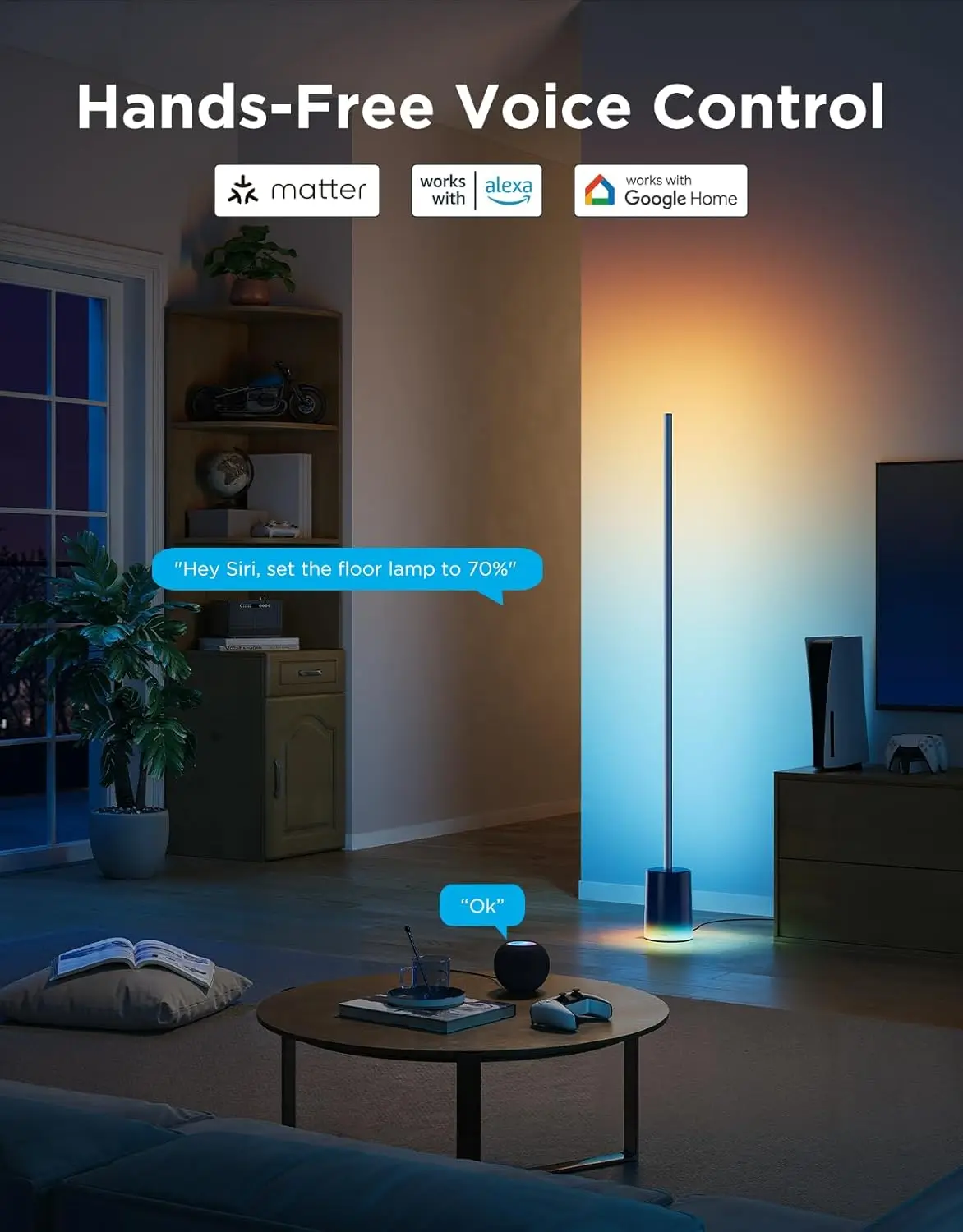 مصباح أرضي Govee 2 مع Matter، RGBIC، LED أبيض بارد دافئ، متوافق مع Alexa، 1725lm، مزامنة الموسيقى، أوضاع المشهد، مصباح أرضي ذكي #4